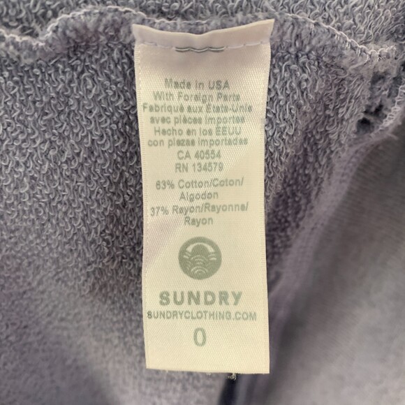 Anthropologie Sundry Mosley embroidered oversized sweatshirt blue size XS - Picture 11 of 12